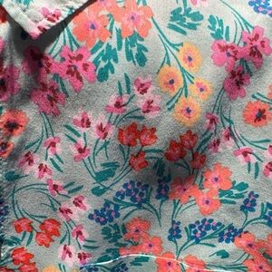 J. Crew Factory Floral Blouse - Pink, Orange, Blue